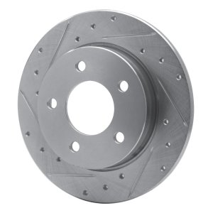 Mazda 3 Brake Rotor (1) - Rear Left - R1 Concepts - Drilled & Slotted - Silver - `04-`13